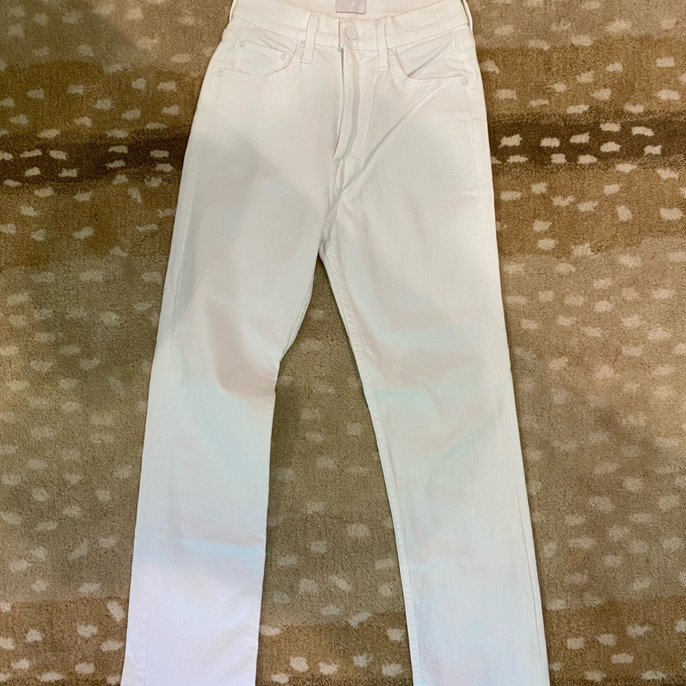 MOTHER Women's Cream Straight Leg Jeans